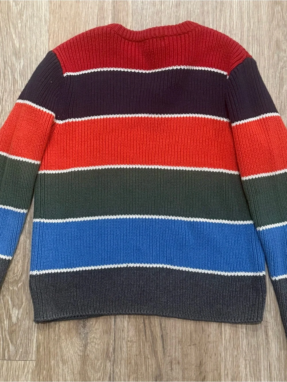 The Children's Place Y2K Boys 7-8 Colorblock Striped Knit Crewneck Sweater
